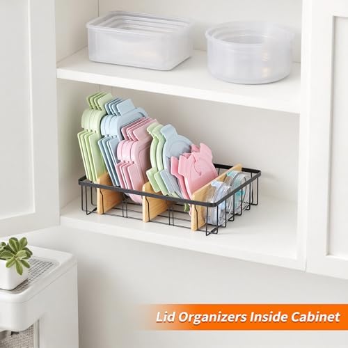 3-Pack Adjustable Lid Organizers - Large Kitchen Cabinet Organizer for