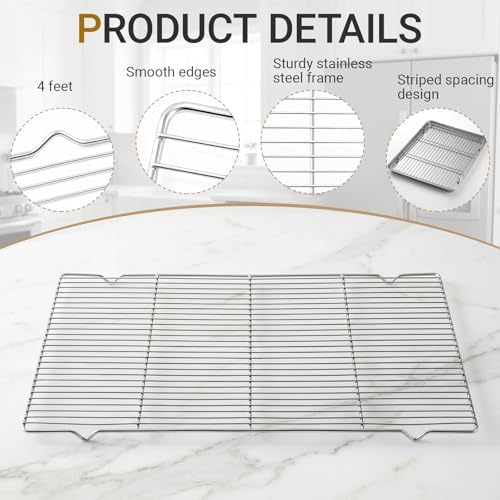 Lounsweer 4 Pcs Cooling Racks, 24L X 16W X 1H Stainless Steel Wire
