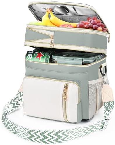 LOKASS Lunch Box & Lunch Bag for Women Men Double Deck,Large Insulated