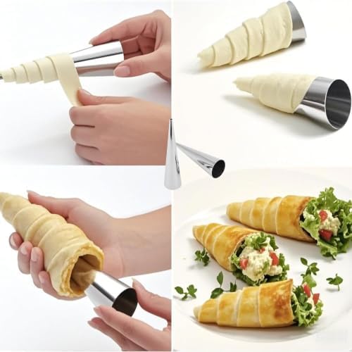 50 PCS Small Cream Horn Molds for Baking, 3.5 Inch Pastry Cones Molds