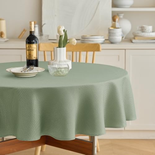 Decorelia Textured Fabric Round Tablecloths 48 Inch, Waterproof