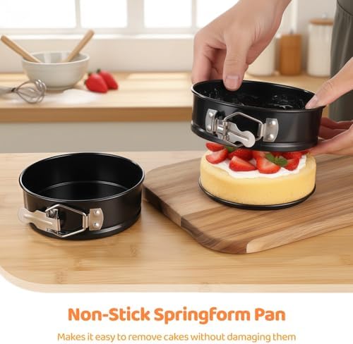 8 Pcs 4-Inch Springform Pan Set, Nonstick Mini Cheesecake Pans with