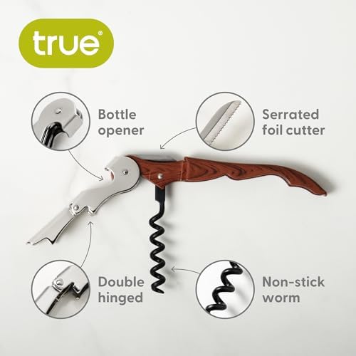 True Truetap Double Hinged Waiter's Corkscrew Wine Opener, Stainless