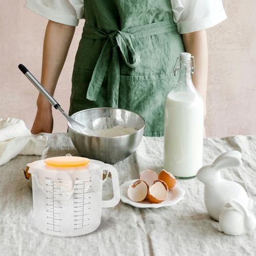 SHERCHPRY 2.5l White Plastic Measuring Cup Mixing Bowl with Lid, Scale