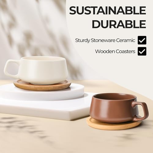 MIAMIO - Cappuccino Cup Set of 4, Ceramic (9.5oz) - Luxe