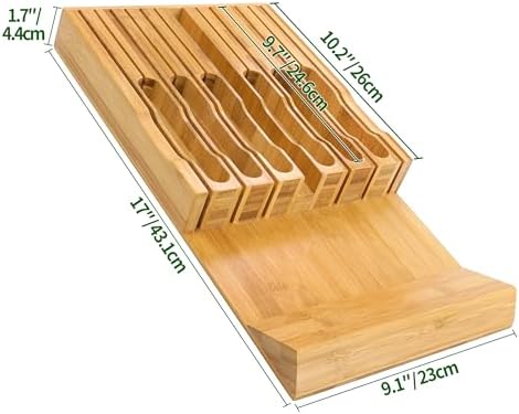 VaeFae Bamboo Knife Drawer Organizer for 12 Knives