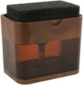 S&T INC. Dish Soap Dispenser and Sponge Holder, Walnut and Amber