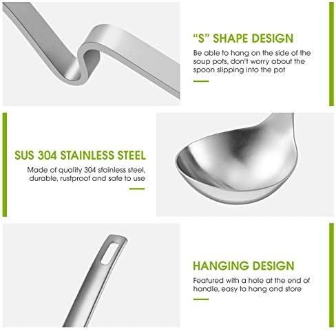 Patelai 2 Pcs Hot Pot Slotted Ladle Set Stainless Steel, Silver