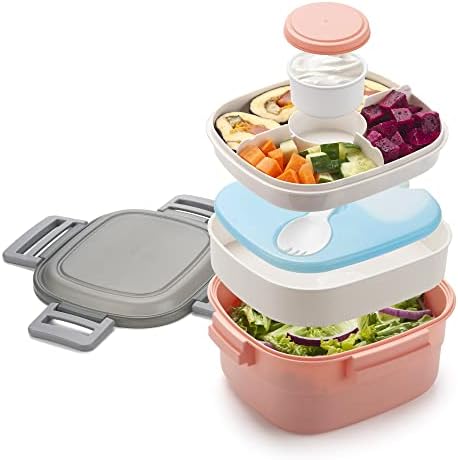 Freshmage Salad Container for Lunch with Ice Pack, Leakproof BPA-Free