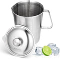 Stainless Steel Metal Pitcher with Lid 2 L 70 oz Measuring Cup with