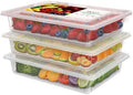 3 Pack 2.5L Fruit Storage Containers for Fridge with Water Drain Trays