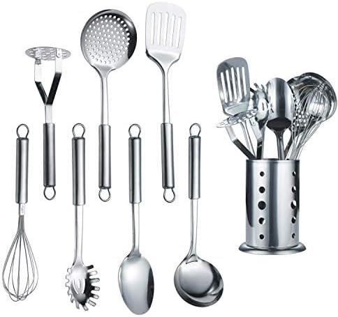 Berglander Cooking Utensil Set 8 Piece, Stainless Steel Kitchen Tool