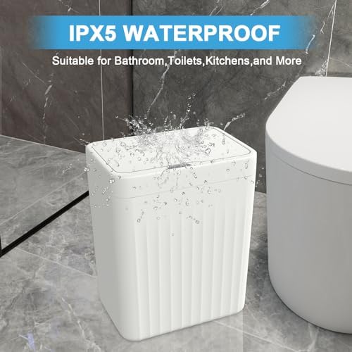 Naisu 4 Gal Bathroom Trash Can with Lid, 2 Pack, White