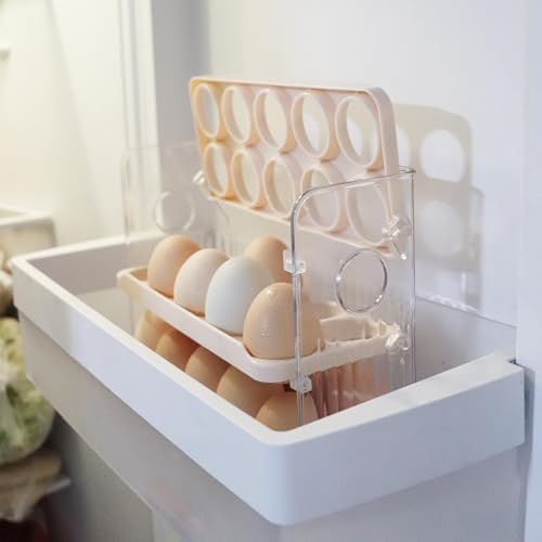 3-Layer Plastic Egg Organizer for Refrigerator, 30 Eggs, Clear