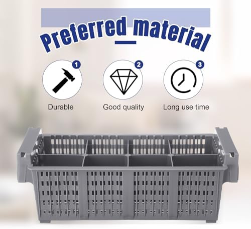 16" Commercial Dishwasher Silverware Basket 8 Compartment, Grey