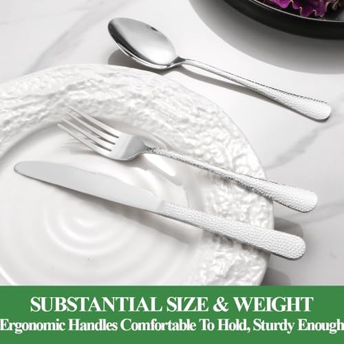 20 Pcs Silver Silverware Set for 4, Food Grade Stainless Steel