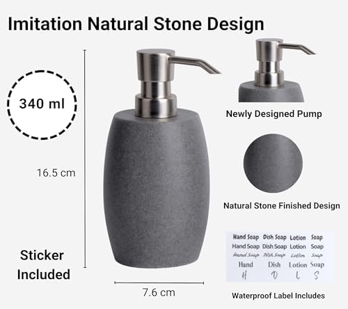 Clasin Home Resin Soap Dispenser, 12 Oz, 2 Sets Gray
