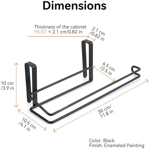 Black Under-Cabinet Paper Towel Holder