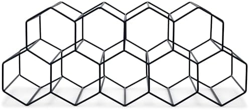 NAT & Jules Honeycomb Black Iron Metal Tabletop Wine Rack, Large