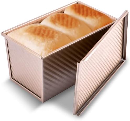 KITESSENSU Pullman Loaf Pan with Lid, 1 lb Dough Capacity Non-Stick