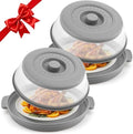 2 Pack Microwave Cover for Food with Anti-scald Base Plate,Large