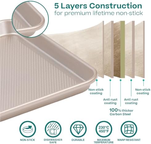 9-Piece Baking Pans Set Nonstick, Stackable Non Toxic Bakeware Sets