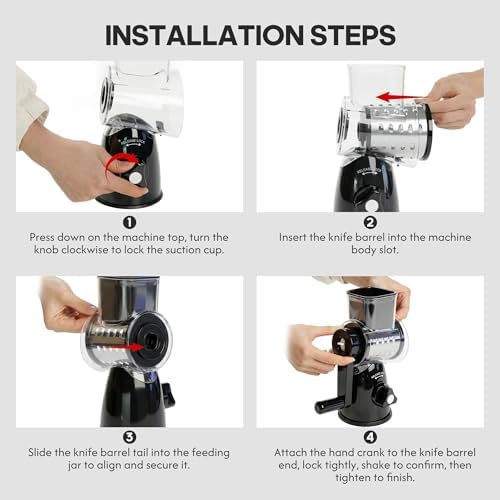 3-in-1 Rotary Cheese Grater Shredder with Suction Base