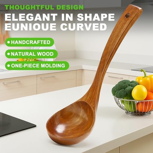 3Pcs Wooden Ladles Serving Spoon Non Toxic Soup Ladle Wood Cooking