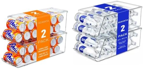 SCAVATA 4 Pack Stackable Drink Organizer Bundle, 2 Soda Can Organizers