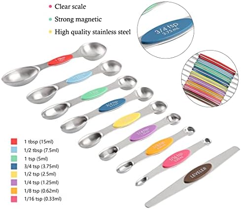 Measuring Cups and Spoons Set of 17 Double Sided Magnetic Measuring