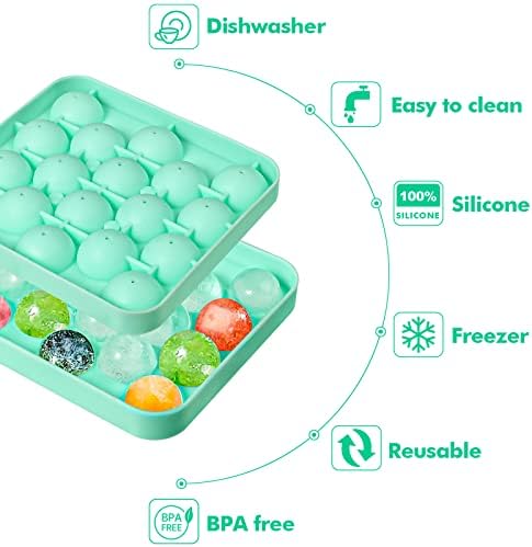 Webake 2 Pack Sphere Ice Cube Trays - 1.1" Small Round 36pcs Ice Ball