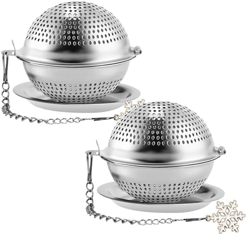 Numola 2Pcs Tea Ball Infuser - Locking Clasp Tea Strainer with Chain