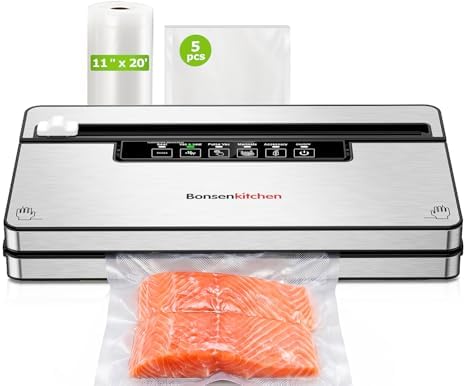 Bonsenkitchen Vacuum Sealer, 80 kPa, Silver