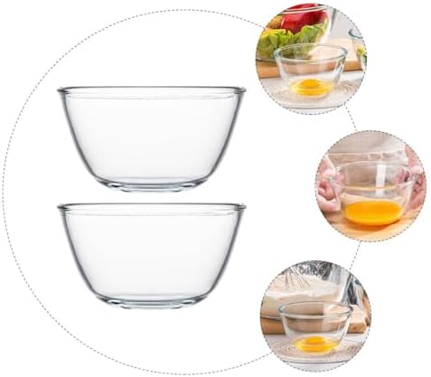 GALPADA 2pcs Glass Mixing Bowl 500ml for Salad and Soup Xmas