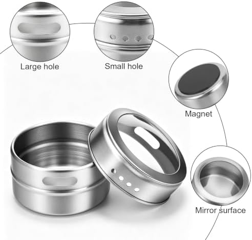 8Pcs Magnetic Spice Rack with 2 Metal Plates