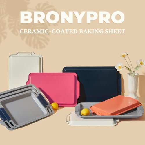 BRONYPRO Non Stick Ceramic Baking Sheet Pan Set of 3, Non Toxic Cookie