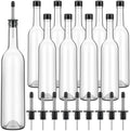 Maxdot 10 Pcs Long Neck Glass Bottles with Pourer for Bar Wine Syrup