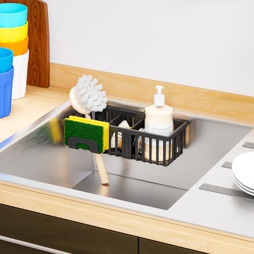 Yieach 3-In-1 In-Sink Sponge Holder, Black
