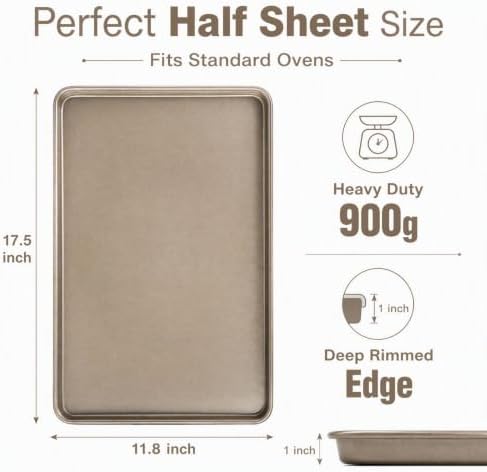 Nicunom 2 Pack Cookie Half Sheets for Baking, Nonstick Baking Sheet