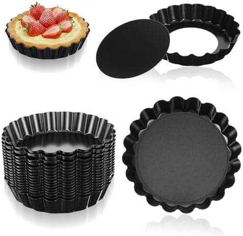 16 Pack 4 Inch Mini Tart Pans with Removable Bottom Mini Quiche Pans