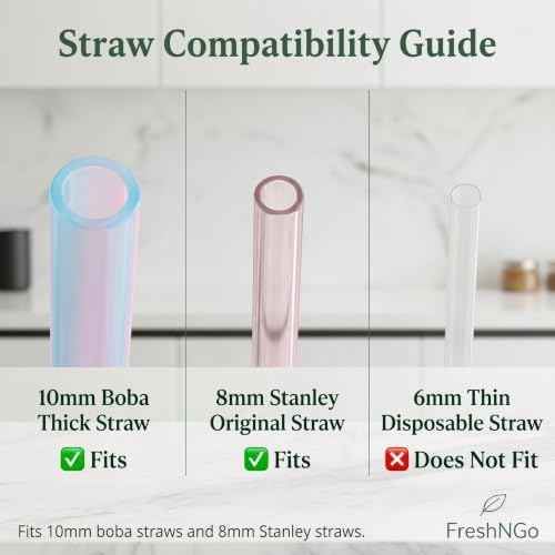 FreshNGo 4-Pack Silicone Straw Cleaner Brush for Tumbler, Pink