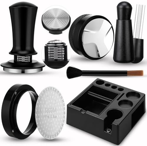 7 Pcs 51mm Espresso Accessories Kit with Plastic Tamping Station