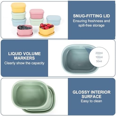 8 pcs 10 oz Silicone Snack Containers for Kids Small Food Containers