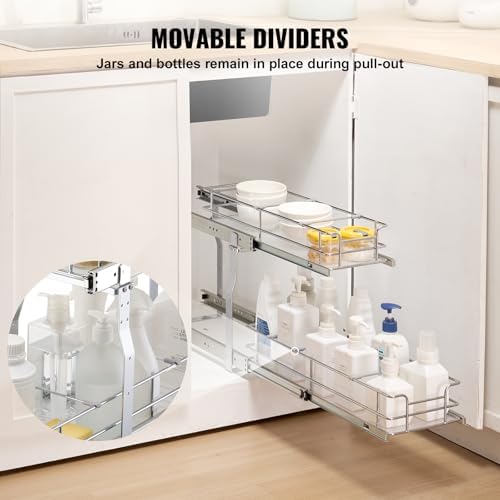 VEVOR Pull Out Cabinet Organizer, Chrome-Plated Steel