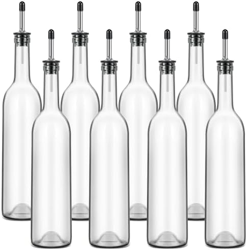 Maxdot 8 Pcs Syrup Bottle Long Neck Glass with Pour Spout, Liquor