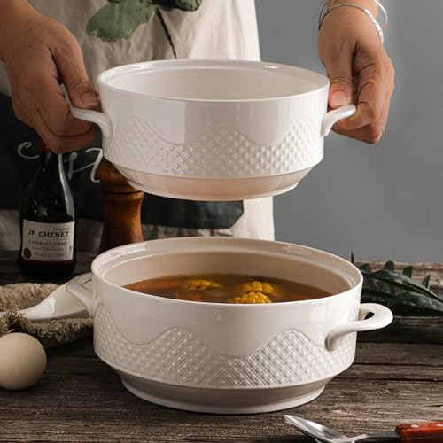 Soup Tureen with Glass Lid and Spoon Ceramic Covered Tureen for Soup