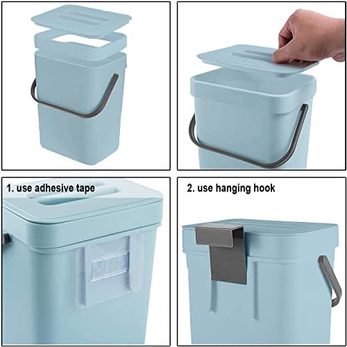 LALASTAR 3L+5L Small Trash Can with Lid, Blue