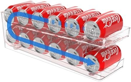 Can Organizer for Pantry Stackable AND Rolling Soda Can Dispenser for