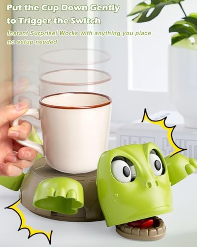 3D Printed Funny Turtle Coaster with Interactive Expression, Cup