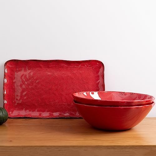 LEHAHA Vintage Melamine Pasta Bowls, Set of 6, 9.25 inch Large Salad